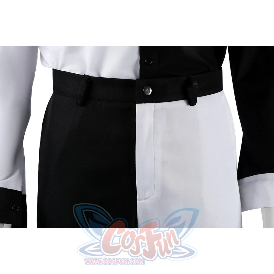Harvey Dent Two-Face cosplay pants waist detail anchors black and white panels around the belt.