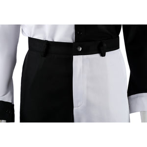 Harvey Dent Two-Face cosplay pants waist detail anchors black and white panels around the belt.