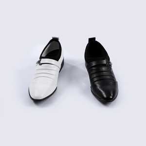 COSFUN Harvey Dent Two-Face cosplay shoes front view pairs one white shoe with one black pointed shoe.