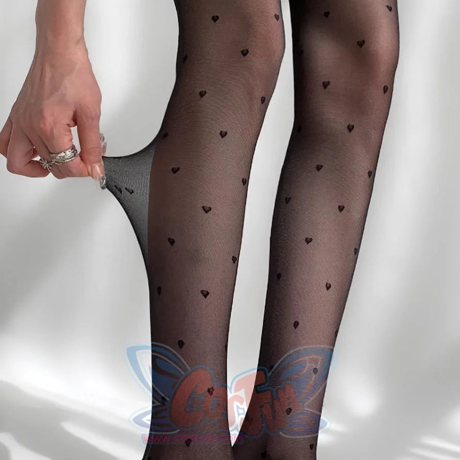 Summer White Black Lolita Polka Dot Bow Tights
