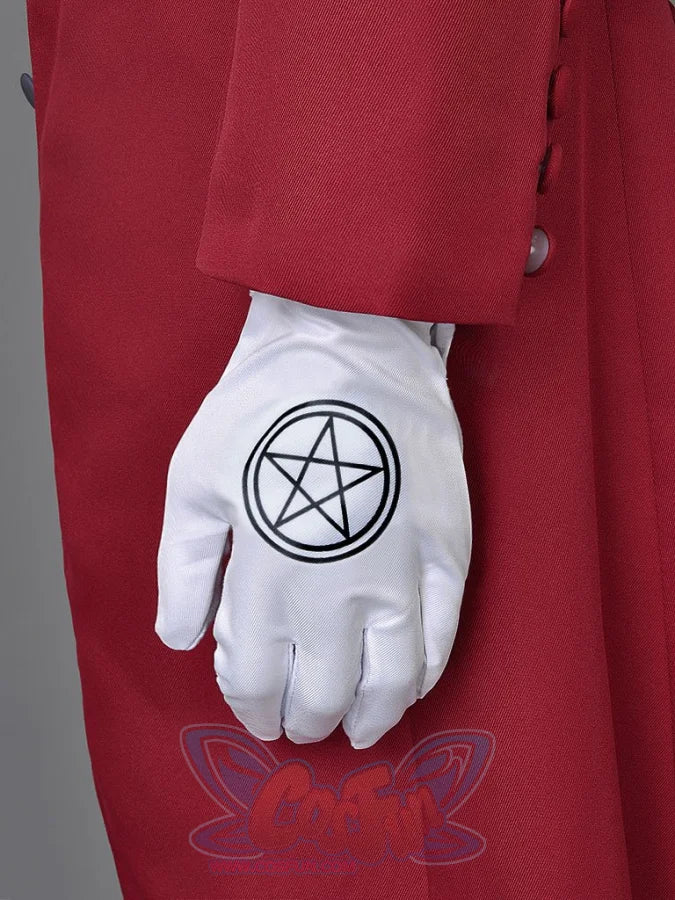 Hellsing Alucard cosplay glove centers black circled five-point star print on white fabric back.