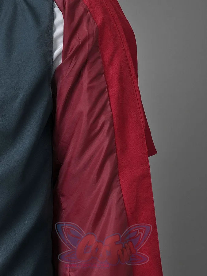 Hellsing Alucard cosplay coat layers red lining detail over dark grey shirt fabric beneath.