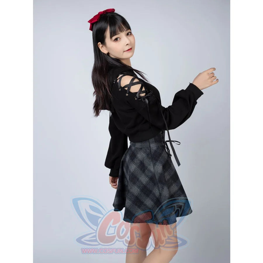 High Waist Plaid Lace Up Skirt Brigitte Mp006000 Skirt