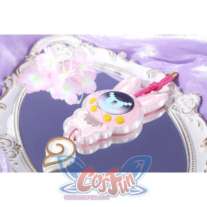 Honkai: Star Rail Evanescia cosplay waist accessories flat lay arranges pastel charms and pink cord pieces