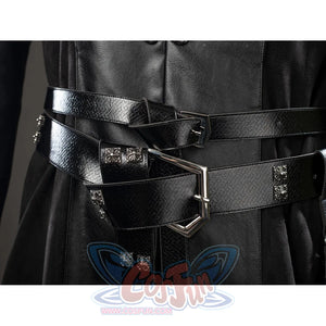 House of the Dragon Daemon Targaryen cosplay belt close-up layers textured straps and silver-tone buckles over the robe