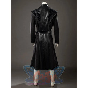 House of the Dragon Daemon Targaryen cosplay robe back view gathers a long black skirt below the belted waist