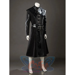 House of the Dragon Daemon Targaryen cosplay costume side view layers black robe panels below a raised collar