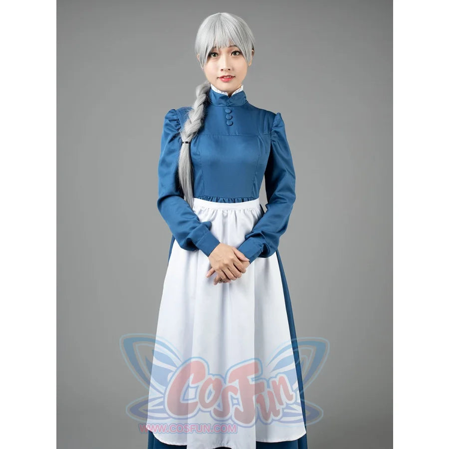 Howls Moving Castle Sophie Hatter Cosplay Costumes Maid Blue Dress Mp004181