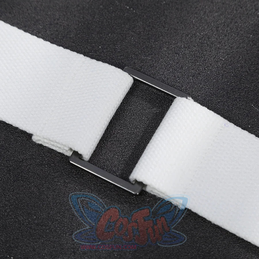 Human Torch Johnny Storm cosplay costume white fabric belt ends are joined by a secure rectangular silver-tone metal buckle.