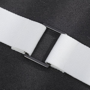 Human Torch Johnny Storm cosplay costume white fabric belt ends are joined by a secure rectangular silver-tone metal buckle.