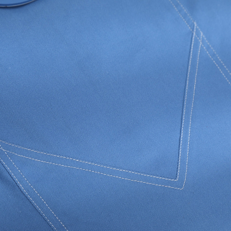Human Torch Johnny Storm cosplay costume blue cotton twill fabric layers and anchors clean white double stitch lines.