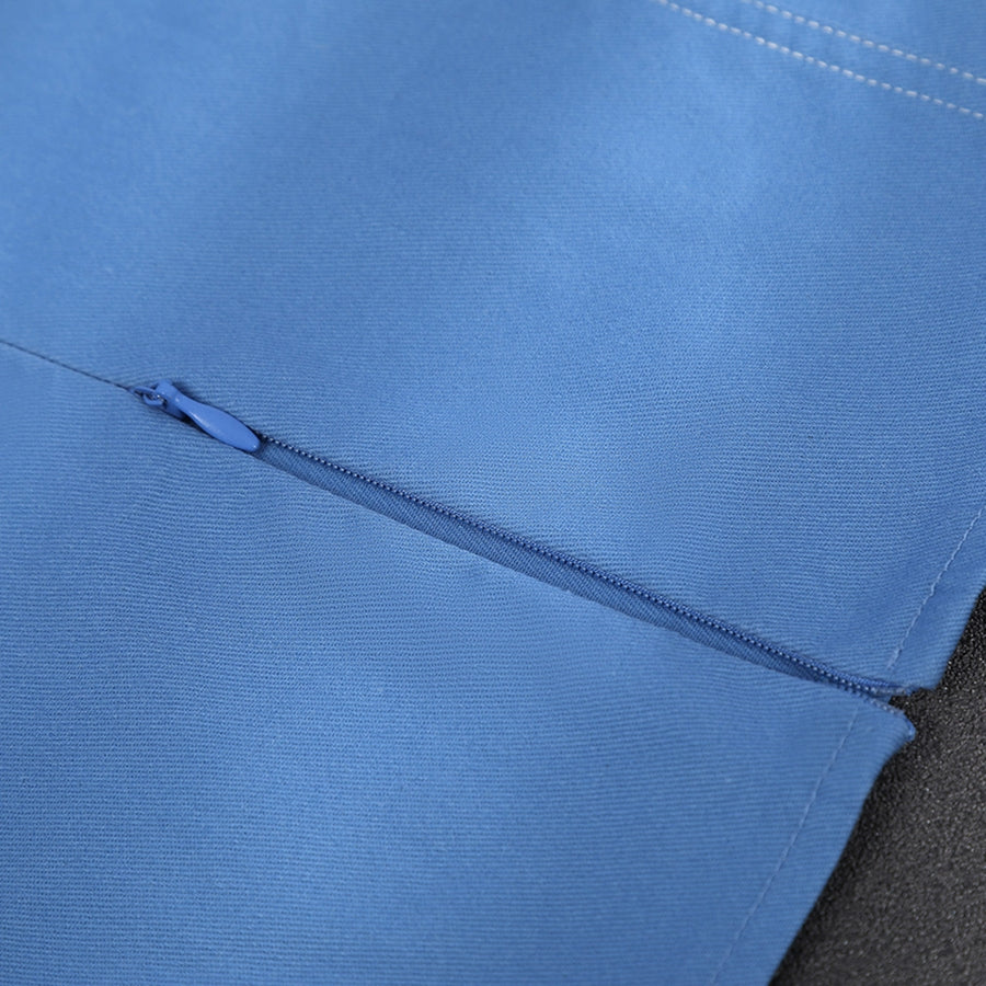 Human Torch Johnny Storm cosplay costume blue cotton twill fabric construction centers a concealed zipper closure.
