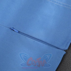 Human Torch Johnny Storm cosplay costume blue cotton twill fabric construction centers a concealed zipper closure.