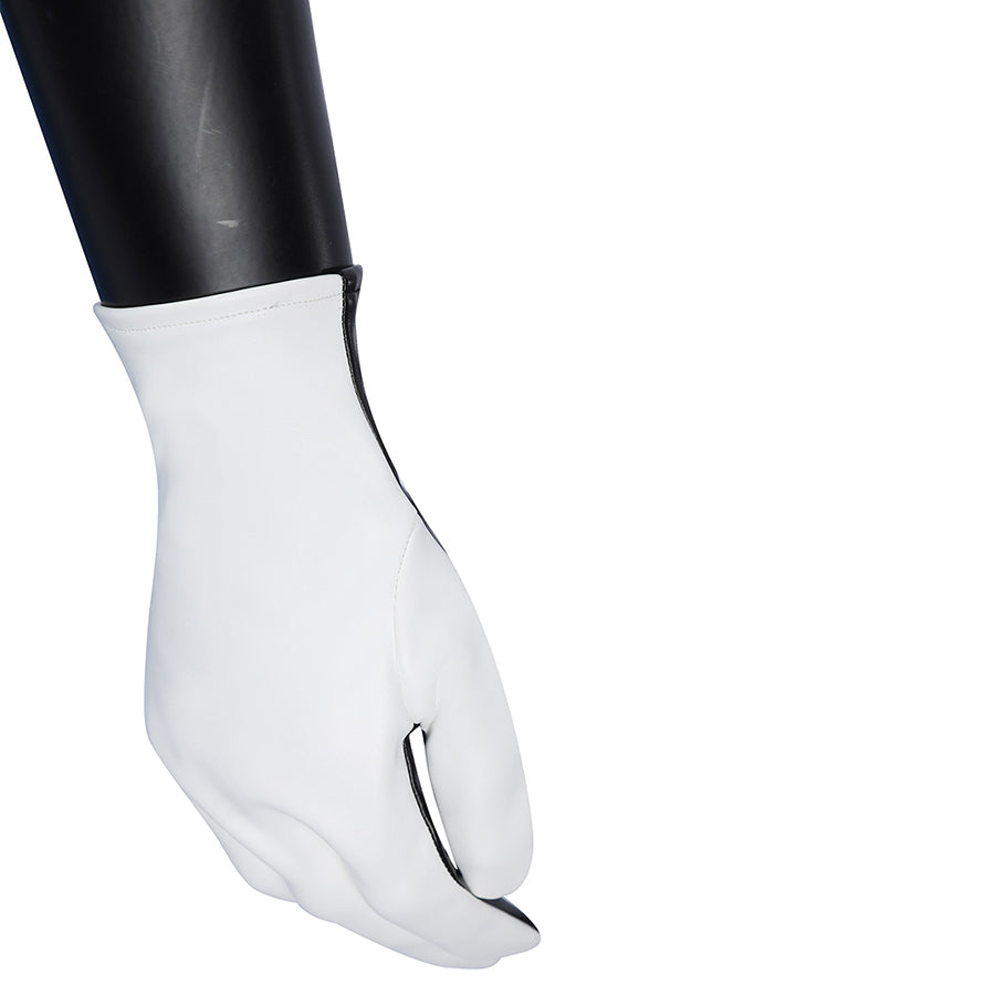 Human Torch Johnny Storm cosplay costume glove crafted from smooth white faux leather that anchors at the wrist area.