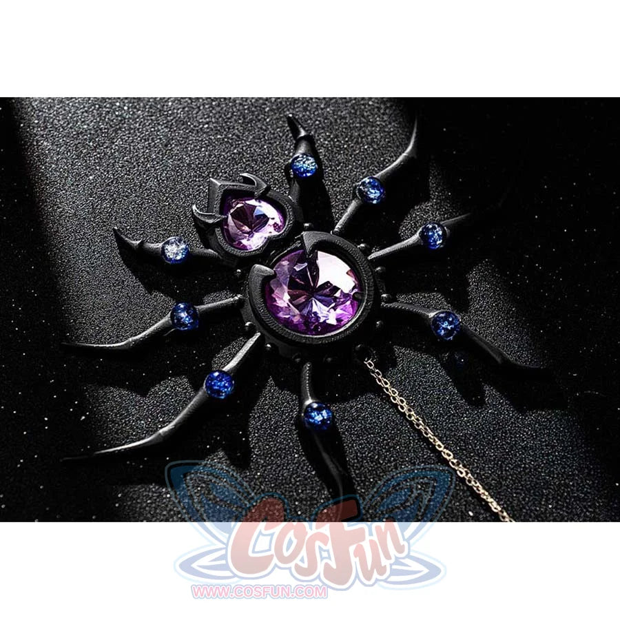 Identity V Truth & Inference Grace cosplay collar spider detail anchors black legs around purple gem-like accents.