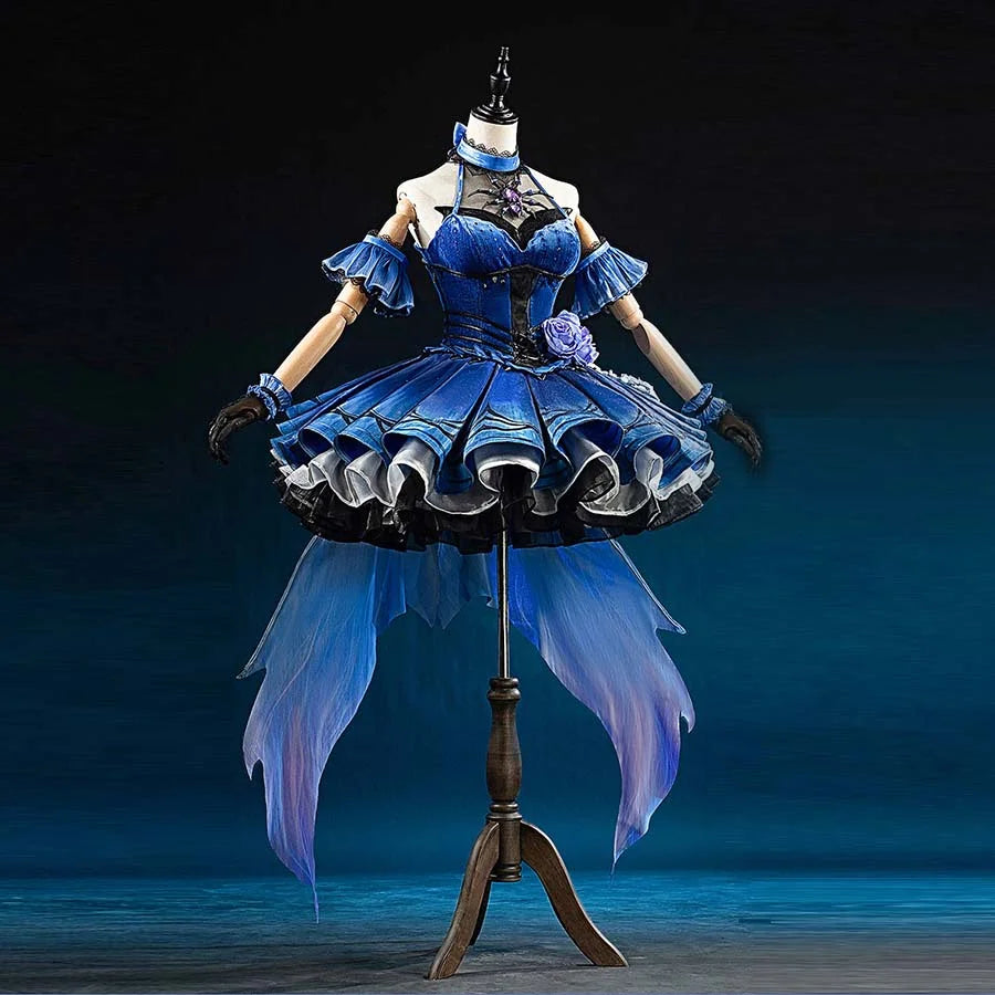COSFUN Identity V Truth & Inference Grace cosplay costume layers a blue dress over ombre train tails.