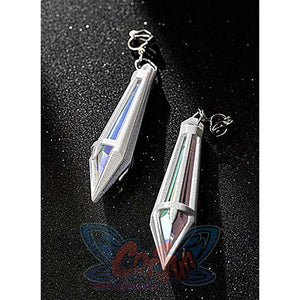 Identity V Truth & Inference Grace cosplay earrings detail pairs silver-tone drops with prism-like centers.