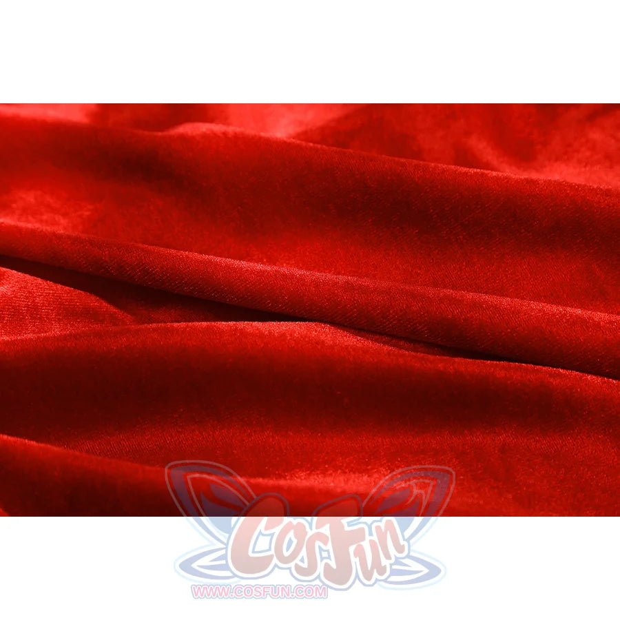 Invincible Thragg cosplay costume red cape fabric detail gathers soft folds across the costume cloth.