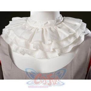 IT Pennywise Bishoujo cosplay neck ruff close-up gathers white layered fabric over the pale bodice.