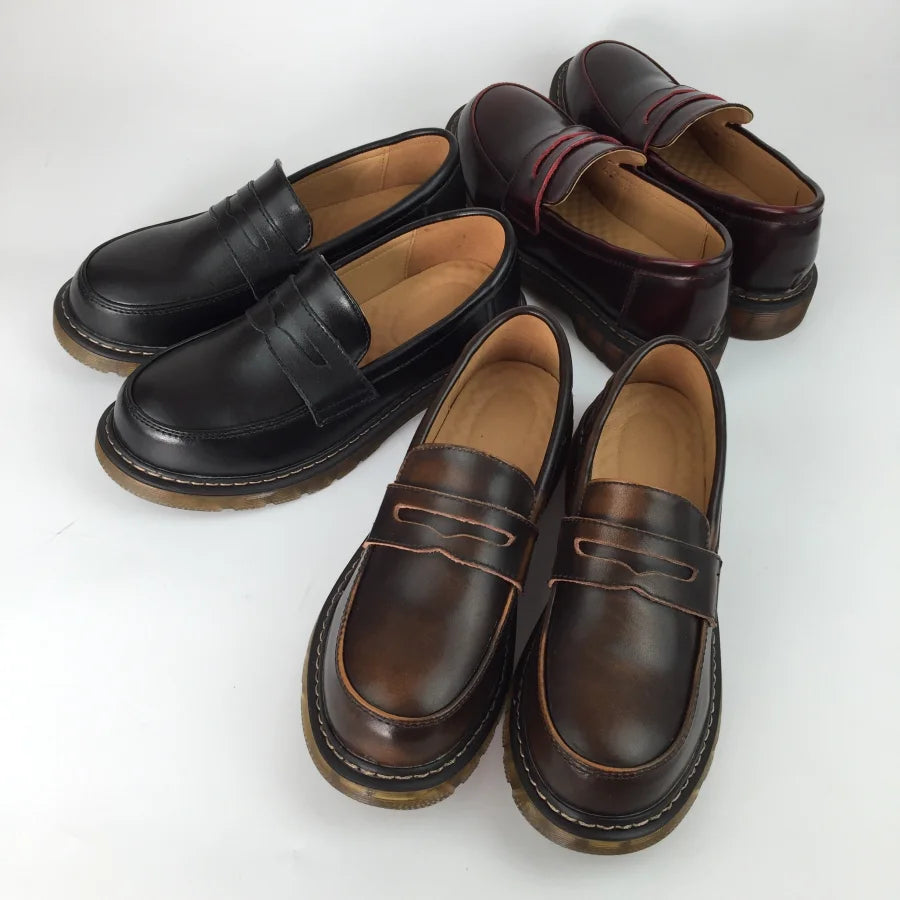 Japanese Mori Girls College Style All-Match Penny Loafer Womens Shoes Canvas