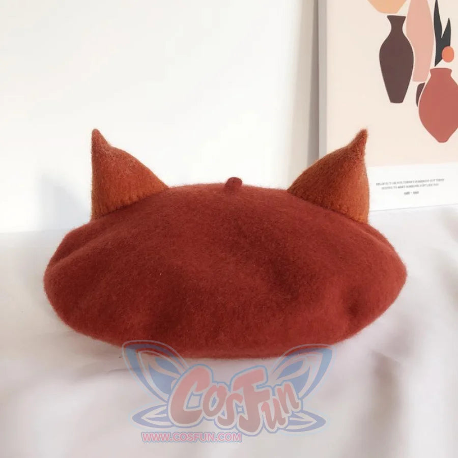 Japanese New Cute Fox Ear Caramel Woolen Beret Caps C00061 Hats&amp;caps