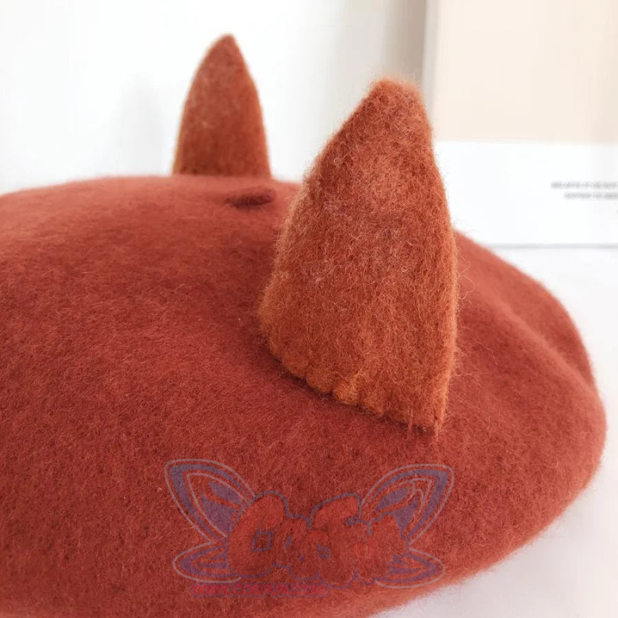 Japanese New Cute Fox Ear Caramel Woolen Beret Caps C00061 Hats&amp;caps