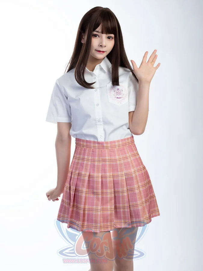 Jk High Waist Pleated Skirts C00169 Pink Plaid / Xxl School Uniform