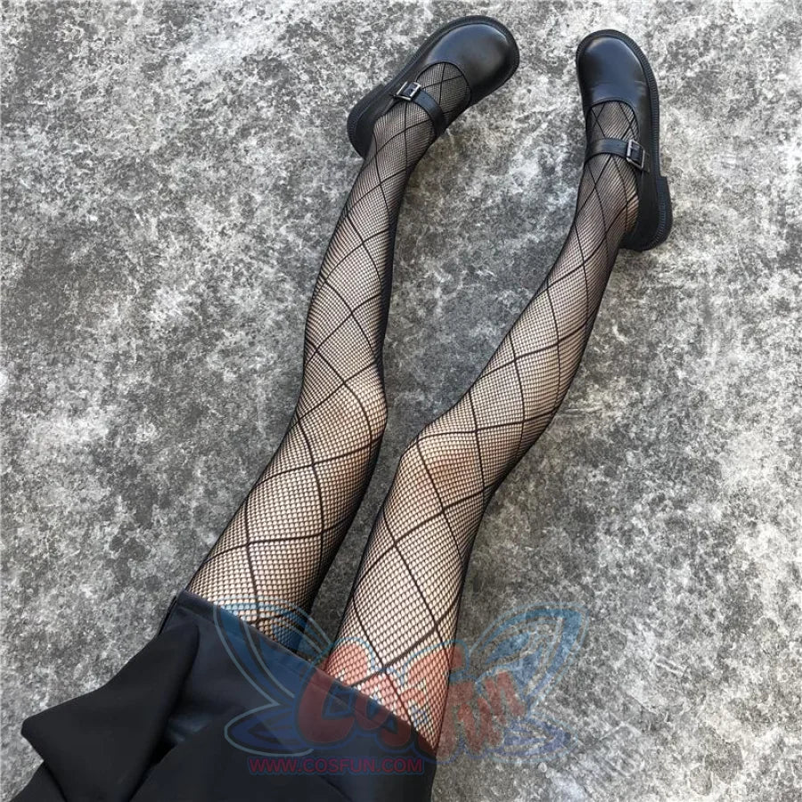 Jk Mesh Black Stockings Women Pantyhose Ultra-Thin Sexy Fishnet J50006 Large Grid / One Size