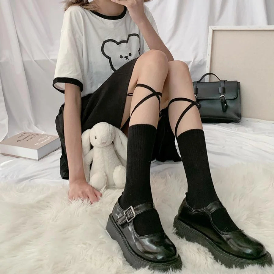 Jk Socks Tied Strip Thin Summer Kawaii Stockings&amp;socks