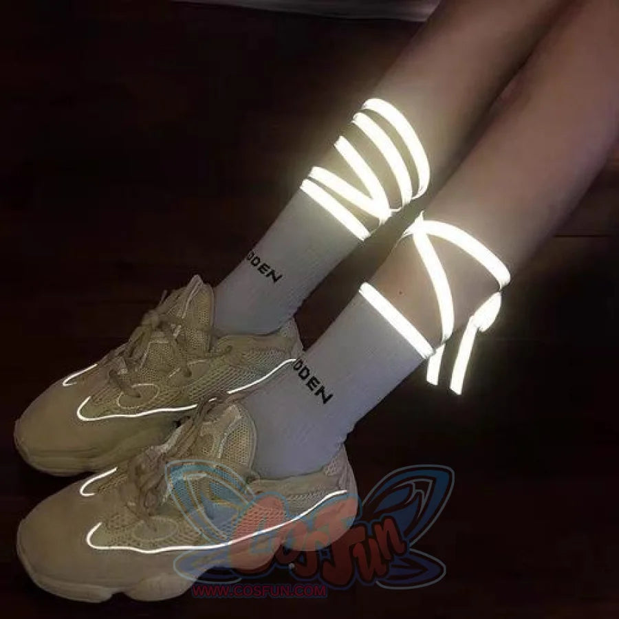 Jk Socks Tied Strip Thin Summer Kawaii White Luminous / One Size Stockings&amp;socks