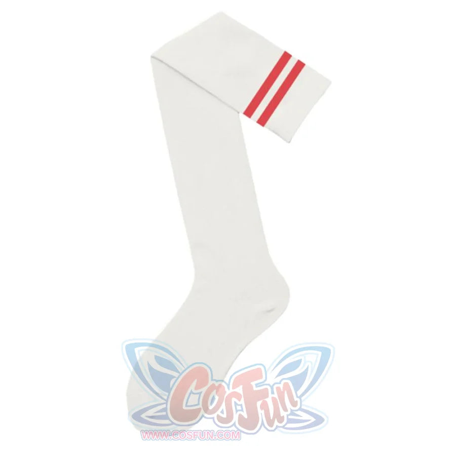 Jk Stockings Beige Stripe Socks Calf Length Thigh High / One Size Stockings&amp;socks