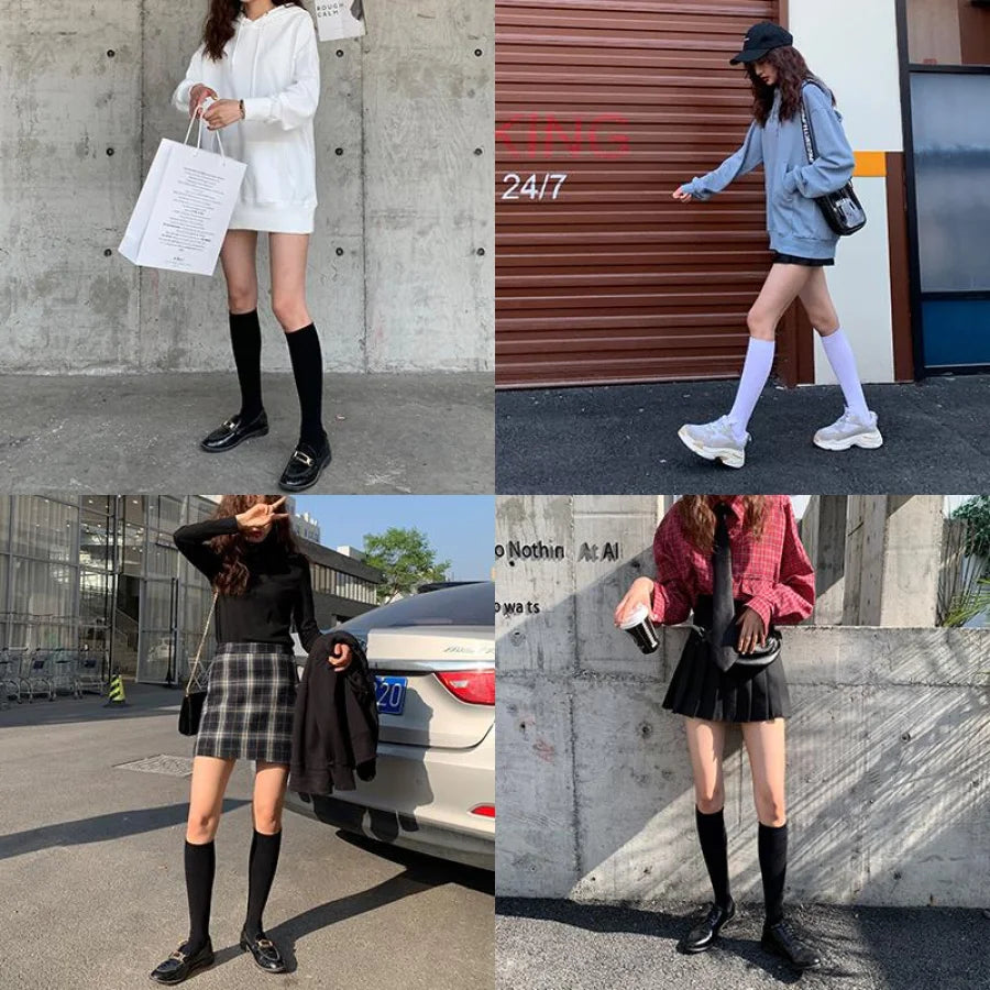 Jk Stockings Solid Color Socks Calf Length Stockings&amp;socks