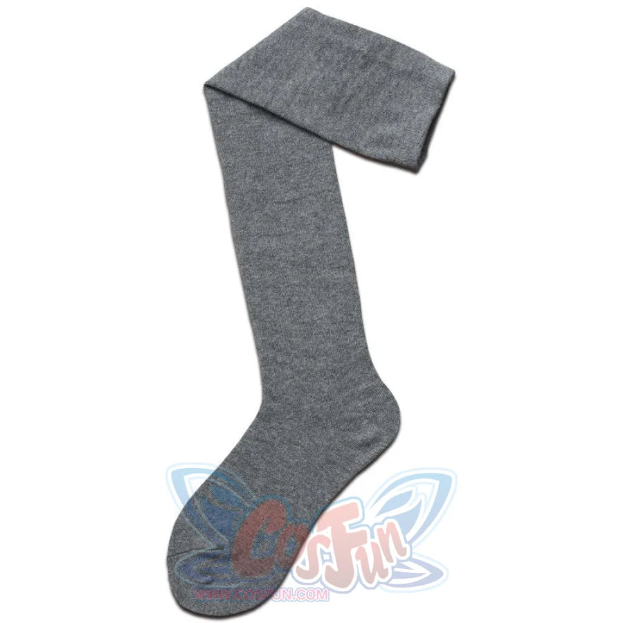 Jk Stockings Solid Color Stripe Socks Thigh High Grey / One Size Stockings&amp;socks