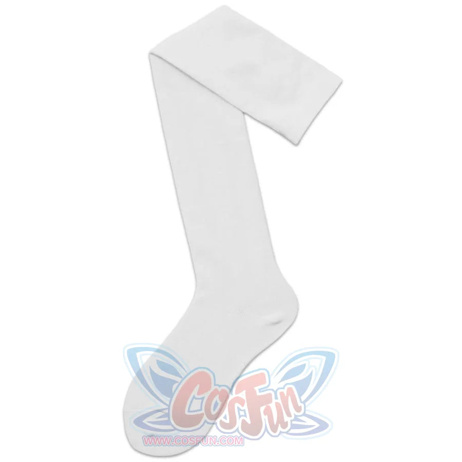 Jk Stockings Solid Color Stripe Socks Thigh High White / One Size Stockings&amp;socks