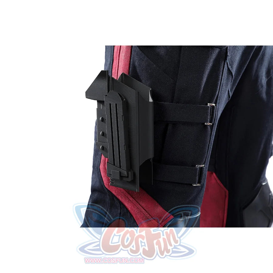 Thunderbolts John Walker cosplay costume details a molded black leg holster secured by two canvas straps.