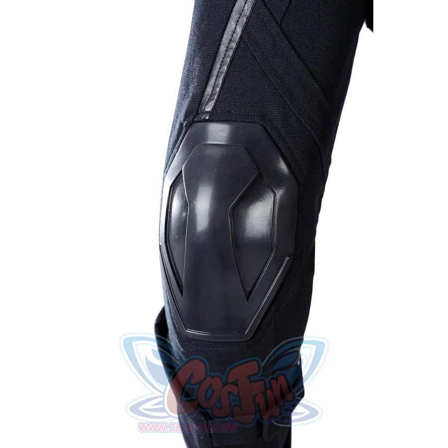 Thunderbolts John Walker cosplay costume pairs a textured black knee section with a robust molded pad.