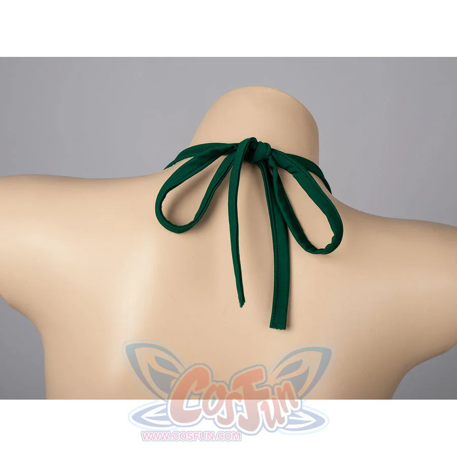 Jolyne Cujoh cosplay bikini halter tie detail centers a green bow behind the neck.