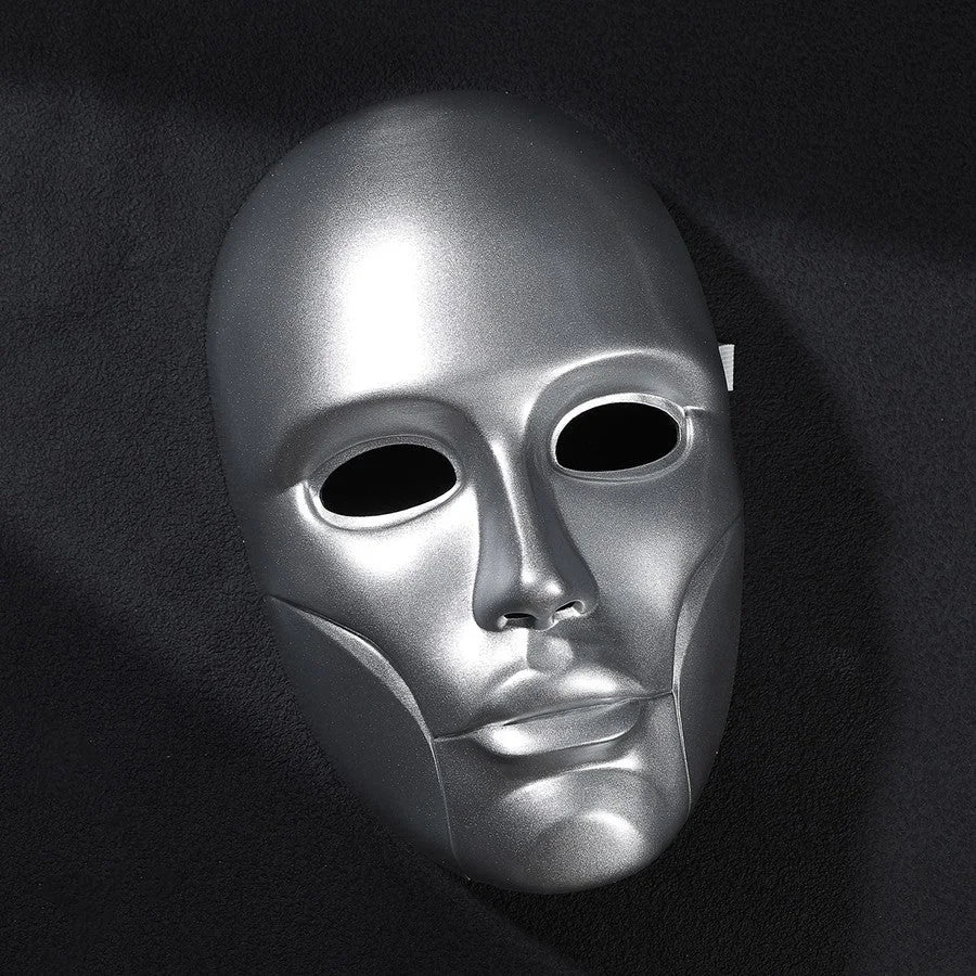 COSFUN Latverian Witch cosplay mask centers smooth silver-tone glossy finish mask with contoured forehead and defined facial.