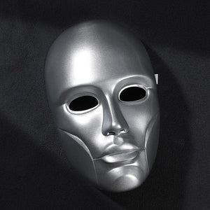 COSFUN Latverian Witch cosplay mask centers smooth silver-tone glossy finish mask with contoured forehead and defined facial.