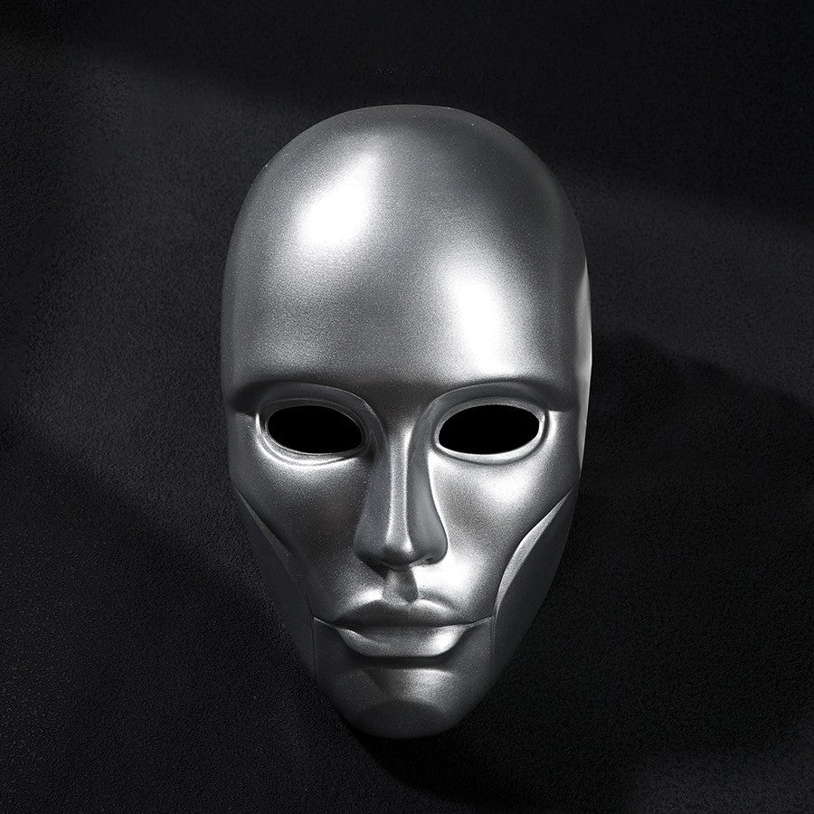 COSFUN Latverian Witch cosplay mask centers smooth silver-tone glossy finish mask with contoured forehead and defined facial.