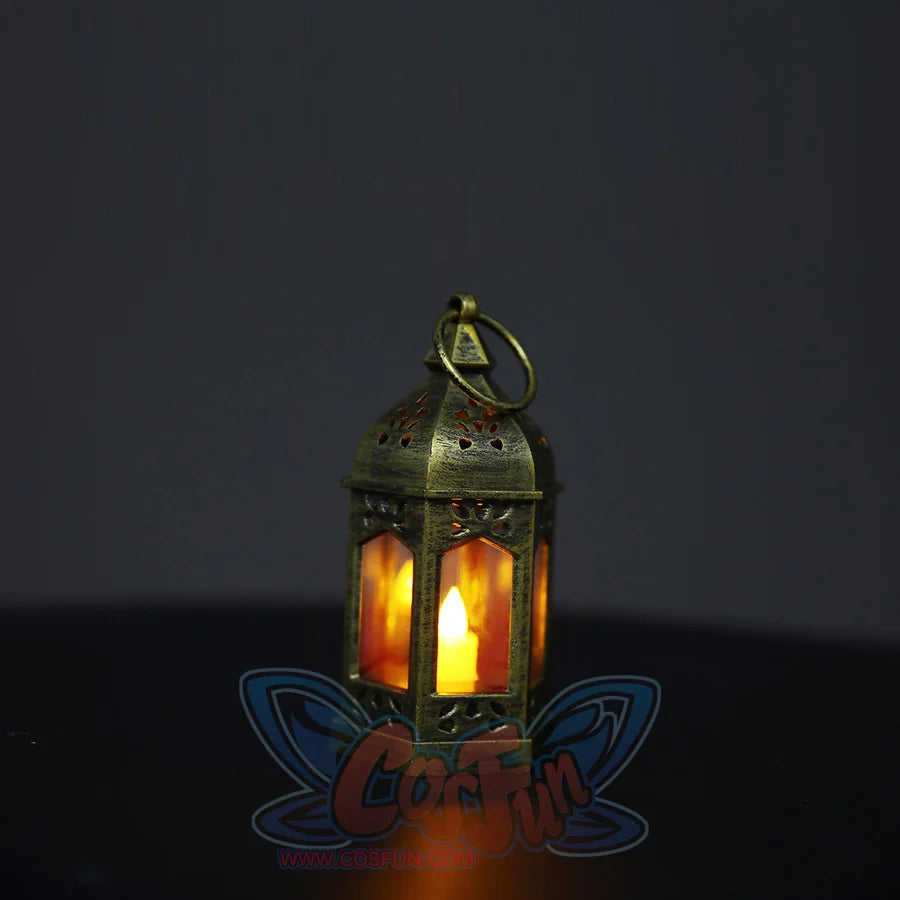 Lies of P Pinocchio cosplay lantern prop glows in gold-tone framing for the costume accessory set