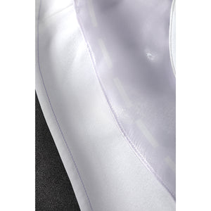 Genshin Impact Citlali cosplay fabric detail traces lavender stitching and decorative lines.
