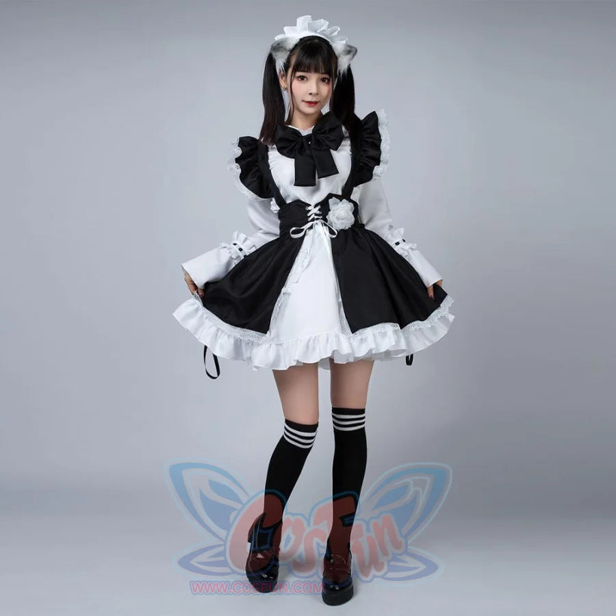 cosfun Maid Anime Dress Black and White Apron Dress Lolita Dress