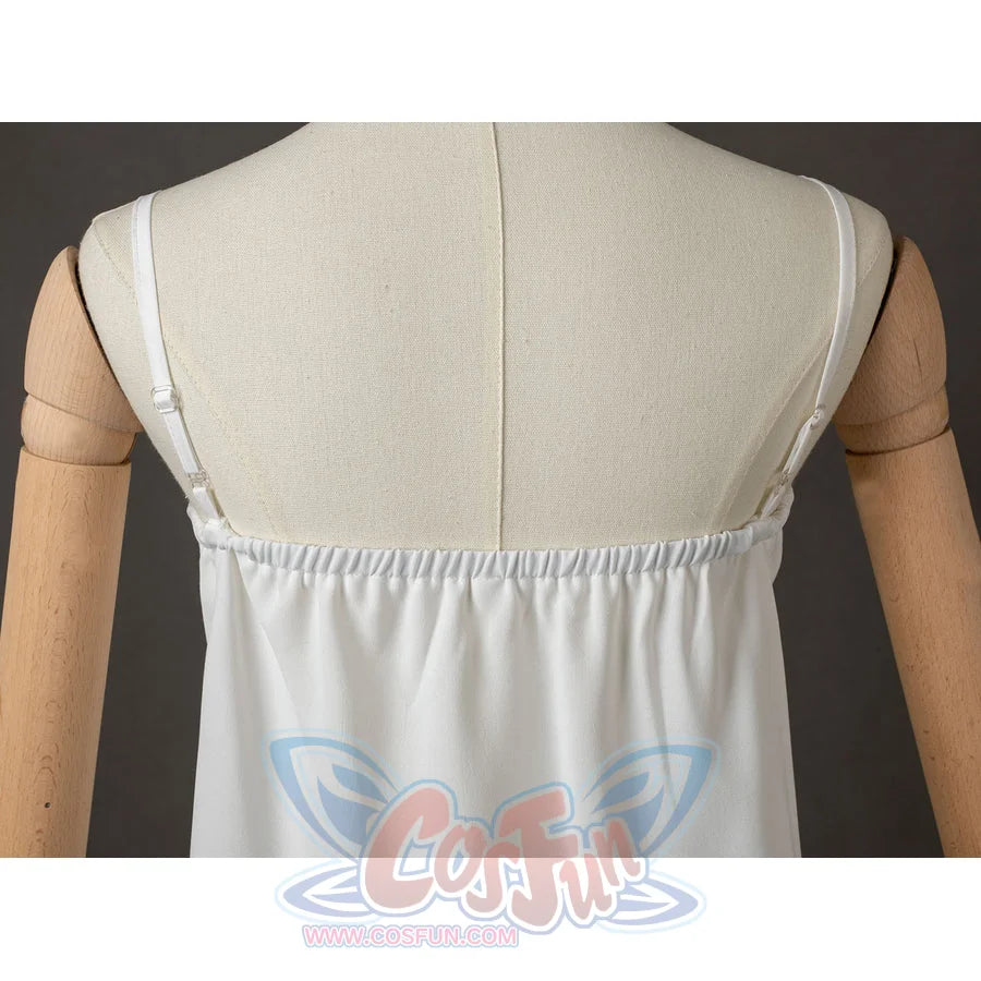 The Apothecary Diaries Maomao cosplay costume gathers the white camisole back under slim shoulder straps.