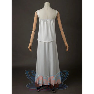 The Apothecary Diaries Maomao cosplay costume turns the white camisole straps and ruffled skirt back.