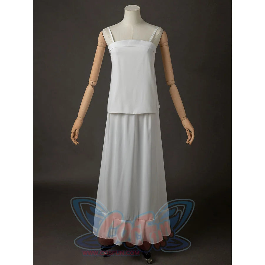 The Apothecary Diaries Maomao cosplay costume centers the white camisole top above the layered underskirt.
