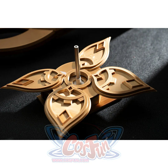 Genshin Impact Marionette Sandrone cosplay costume centers the gold-tone flower prop as a costume accessory.