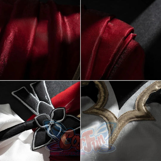 Genshin Impact Marionette Sandrone cosplay costume collects gold-tone trim and black floral details.