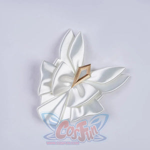 Genshin Impact Marionette Sandrone old design cosplay costume white fabric bow ornament anchors a central geometric detail.