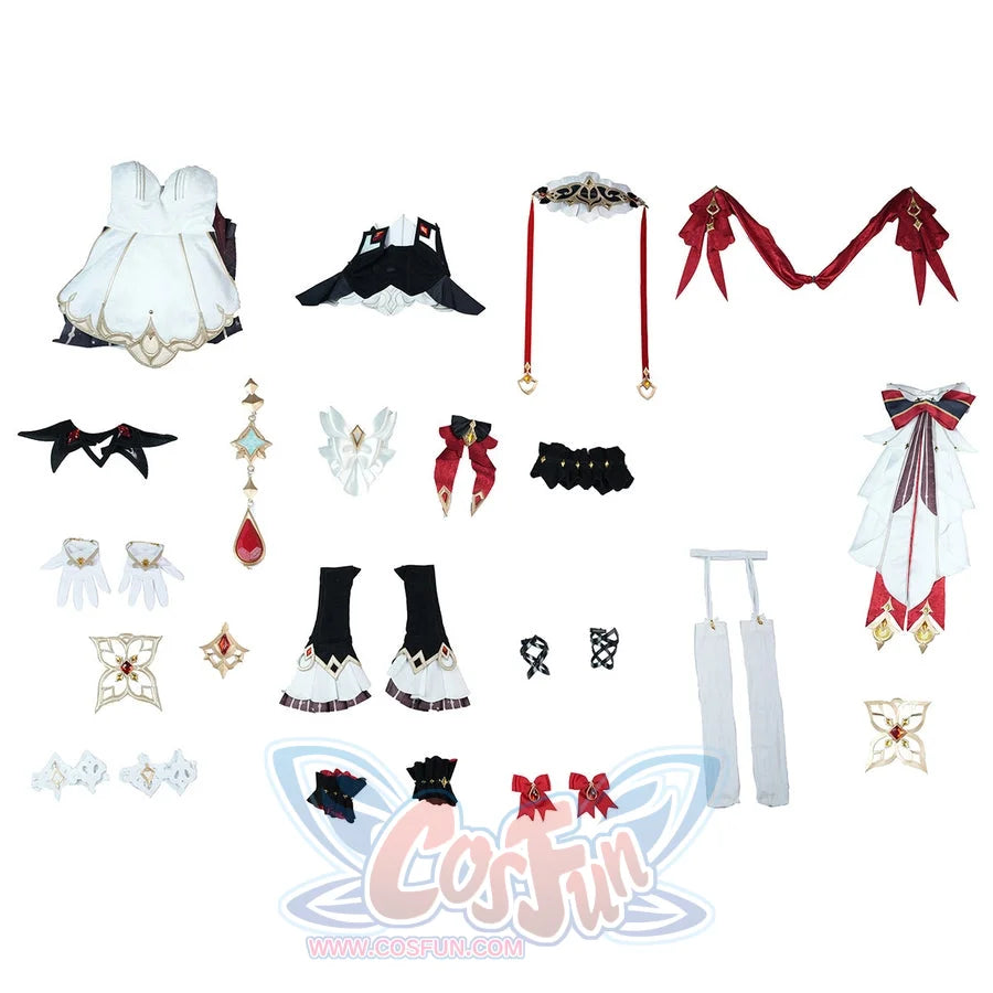 Genshin Impact Marionette Sandrone old design cosplay costume set includes the dress and various detailed accessories.